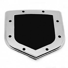 All Sales Emblem - Dodge Shield Step Style Silver With Black Center Aluminum - 45502