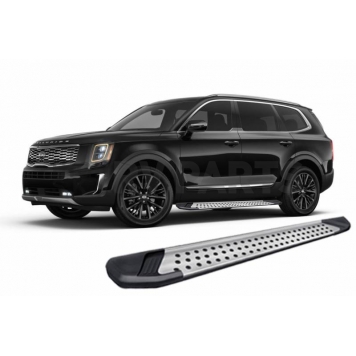 Black Horse Offroad Running Board Aluminum Stationary Silver - VOK376-4
