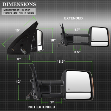 Xtune Exterior Towing Mirror Electric Rectangular Set Of 2 - 9937620-8