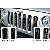 Rampage Grille Insert - Black Gloss Powder Coated With Polished Highlights Steel Rectangular - 86513