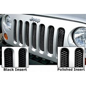 Rampage Grille Insert - Black Gloss Powder Coated With Polished Highlights Steel Rectangular - 86513