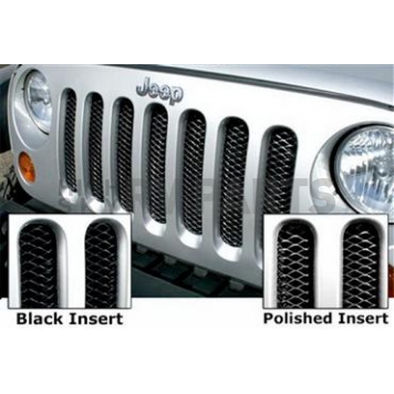 Rampage Grille Insert - Black Gloss Powder Coated With Polished Highlights Steel Rectangular - 86513
