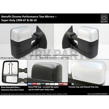 ProEFX Exterior Towing Mirror Manual Rectangular Set Of 2 - MRFSD99MCP-2