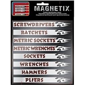 Chroma Graphics Decal - Screwdrivers/ Ratchet/ Metric Sockets/ Metric Wrenches/ Sockets Toolbox Identification With Flames - 9025