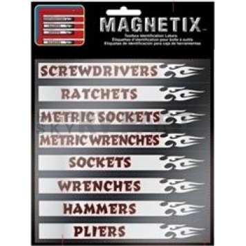 Chroma Graphics Decal - Screwdrivers/ Ratchet/ Metric Sockets/ Metric Wrenches/ Sockets Toolbox Identification With Flames - 9025