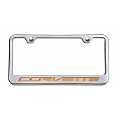 American Car Craft License Plate Frame - Corvette Lettering Stainless Steel - 052033ORG