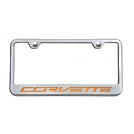 American Car Craft License Plate Frame - Corvette Lettering Stainless Steel - 052033ORG