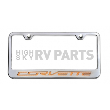 American Car Craft License Plate Frame - Corvette Lettering Stainless Steel - 052033ORG