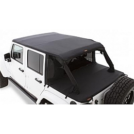 Bushwacker Soft Top - Black Half Cab Top Twill Fabric - 15235