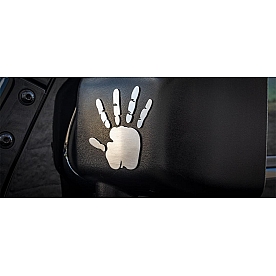 American Car Craft Emblem - 3 Inch Wave Hand Silver Stainless Steel - 142089