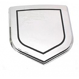 All Sales Emblem - Dodge Shield Step Style Riveted Silver/ Black Aluminum - 40303