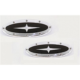 All Sales Emblem - Ford Oval Race Style With Cross Insert Silver Aluminum - 57507
