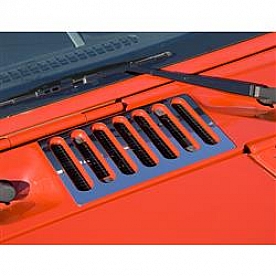 Rugged Ridge Cowl Vent Cover - Slotted Silver Stainless Steel - 1111705