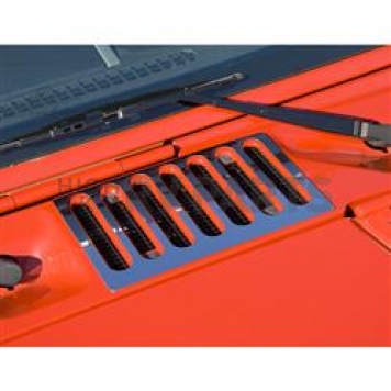 Rugged Ridge Cowl Vent Cover - Slotted Silver Stainless Steel - 1111705
