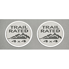 American Car Craft Emblem - TRAIL RATED 4x4 Silver/ Black Stainless Steel - 142015
