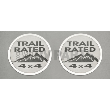 American Car Craft Emblem - TRAIL RATED 4x4 Silver/ Black Stainless Steel - 142015