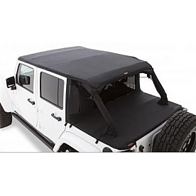 Bushwacker Soft Top - Black Half Cab Top Twill Fabric - 15225