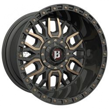 Ballistic Wheels 969 Tomahawk - 22 x 12 Flat Black With Bronze Accents - 969222870-50FBFZN