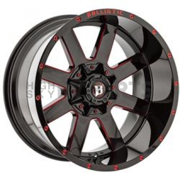 Ballistic Wheels 959 Rage - 20 x 12 Black With Red Milled Accents - 959212267-44GBXRD