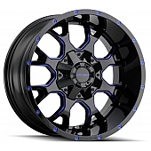 Mayhem Wheels Warrior 8015 - 20 x 9 Black With Prism Blue Accents - 8015-2976BTB