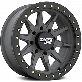 Dirty Life Race Wheels 9304 DT-2 Dual-Tek - 17 x 9 Gun Metal With Simulated Beadlock Ring - 9304-7973MGT12