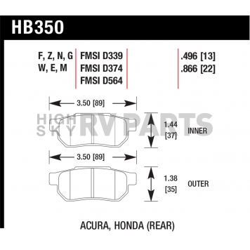 Hawk Performance Brake Pad - HB350F.496-1
