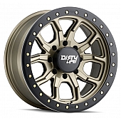 Dirty Life Race Wheels 9303 DT-1 Dual-Tek - 17 x 9 Gold With Simulated Beadlock Ring - 9303-7973MGD38
