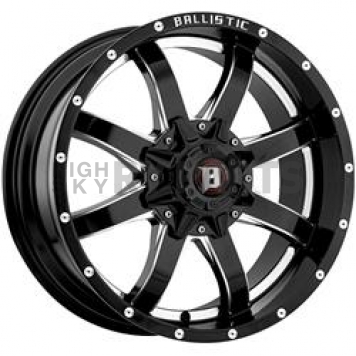 Ballistic Wheels 955 Anvil - 17 x 9 Gloss Black With Natural Accents - 955790267+12GBX