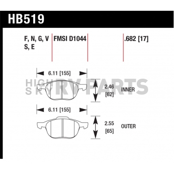 Hawk Performance Brake Pad - HB519F.682-1