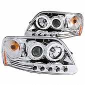 ANZO USA Headlight Assembly&nbsp;Trapezoid&nbsp;Projector Beam With Halo&nbsp;Set Of 2 - 111032