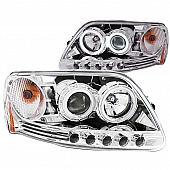 ANZO USA Headlight Assembly&nbsp;Trapezoid&nbsp;Projector Beam&nbsp;Set Of 2 - 111054