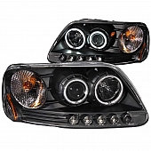 ANZO USA Headlight Assembly&nbsp;Trapezoid&nbsp;Projector Beam&nbsp;Set Of 2 - 111097