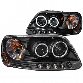 ANZO USA Headlight Assembly&nbsp;Trapezoid&nbsp;Projector Beam&nbsp;Set Of 2 - 111097
