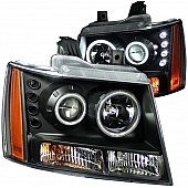 ANZO USA Headlight Assembly&nbsp;Trapezoid&nbsp;Projector Beam&nbsp;Set Of 2 - 111109