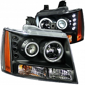 ANZO USA Headlight Assembly&nbsp;Trapezoid&nbsp;Projector Beam&nbsp;Set Of 2 - 111109