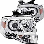 ANZO USA Headlight Assembly&nbsp;Trapezoid&nbsp;Projector Beam&nbsp;Set Of 2 - 111114