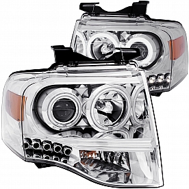 ANZO USA Headlight Assembly&nbsp;Trapezoid&nbsp;Projector Beam&nbsp;Set Of 2 - 111114