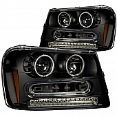ANZO USA Headlight Assembly&nbsp;Trapezoid&nbsp;Projector Beam&nbsp;Set Of 2 - 111127
