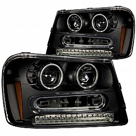 ANZO USA Headlight Assembly&nbsp;Trapezoid&nbsp;Projector Beam&nbsp;Set Of 2 - 111127