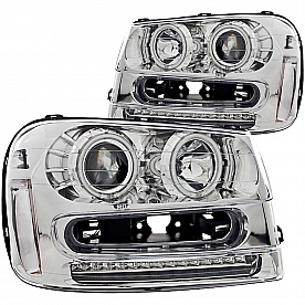 ANZO USA Headlight Assembly&nbsp;Trapezoid&nbsp;Projector Beam&nbsp;Set Of 2 - 111131
