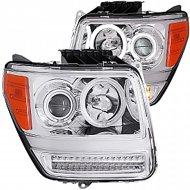 ANZO USA Headlight Assembly&nbsp;Trapezoid&nbsp;Projector Beam&nbsp;Set Of 2 - 111144