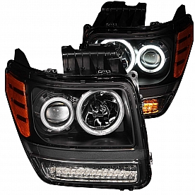 ANZO USA Headlight Assembly&nbsp;Trapezoid&nbsp;Projector Beam&nbsp;Set Of 2 - 111145