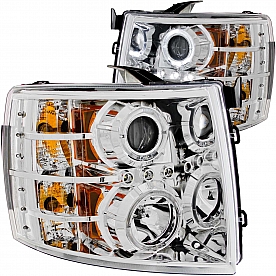 ANZO USA Headlight Assembly&nbsp;Trapezoid&nbsp;Projector Beam&nbsp;Set Of 2 - 111199