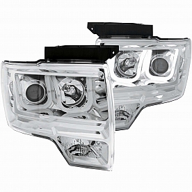 ANZO USA Headlight Assembly&nbsp;Trapezoid&nbsp;Projector Beam With U-Bar&nbsp;Set Of 2 - 111264