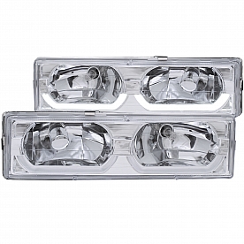 ANZO USA Headlight Assembly&nbsp;Rectangular&nbsp;Standard Beam With Low Brow&nbsp;Set Of 2 - 111300
