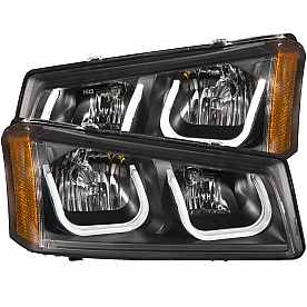 ANZO USA Headlight Assembly&nbsp;Trapezoid&nbsp;Projector Beam With U-Bar&nbsp;Set Of 2 - 111312