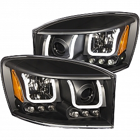 ANZO USA Headlight Assembly&nbsp;Trapezoid&nbsp;Projector Beam With U-Bar&nbsp;Set Of 2 - 111314