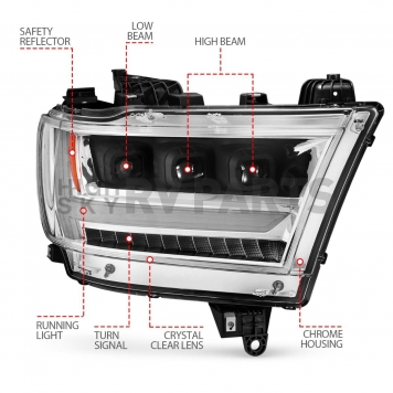 ANZO USA Headlight Assembly Rectangular Projector Beam Single - 111495-R-4
