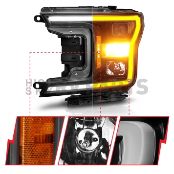 ANZO USA Headlight Assembly Rectangular Projector Beam Set Of 2 - 111509-3