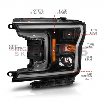 ANZO USA Headlight Assembly Rectangular Projector Beam Set Of 2 - 111509-4